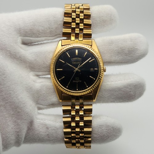 Orologio Seiko SQ President Uomo Vintage Tono Oro Giorno/Data Quarzo 5Y23-8A69 - Foto 2 di 15