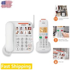 Cordless Senior Phone, 50dB Audio Assist, Photo Dial, White, 90dB Ringer