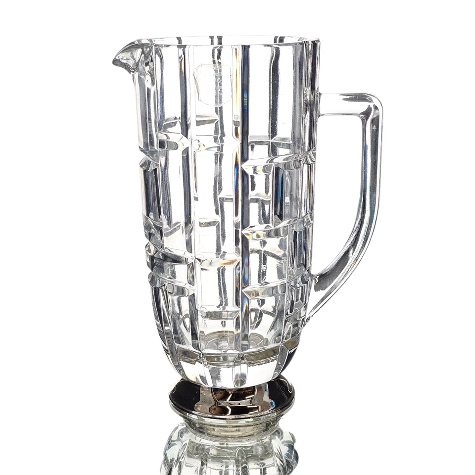 Jarra de vidrio Godinger Lead Crystal De Versailles rara de colección con base de placa plateada Foto 2 de 4