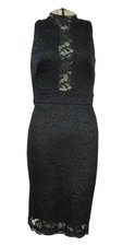 Betsy & Adam Women's Mock-Neck Lace Dress (4, Black)