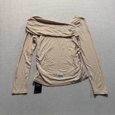 Rapbin Off Shoulder Ruched Top Womens XL Beige New