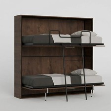 Letto a castello a scomparsa legno noce materasso 85x185cm Kando 2MNC