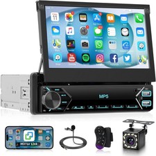 7" Car Stereo Radio Single 1Din Flip Out Touch Screen MP5 Player USB BT Camera