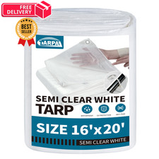 TARPAL 16'x20' Semi Clear Tarp with 16x20ft-Finished size, White