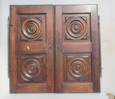 Antique Carved Wooden Panels Cupboard Doors Old Wood Vintage 33.5"x17"