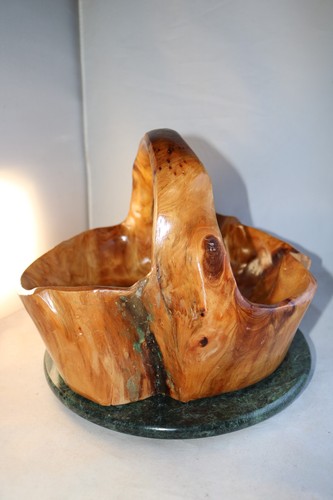 Hand Carved Shan Mu Tree Burl Root Wood Large Basket - Picture 7 of 8