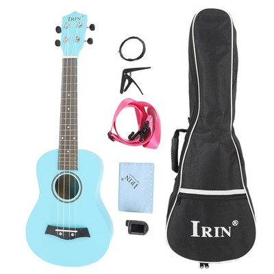 High Gloss Basswood Ukulele with Electronic Clip-On Tuner All-in-One Music Kit