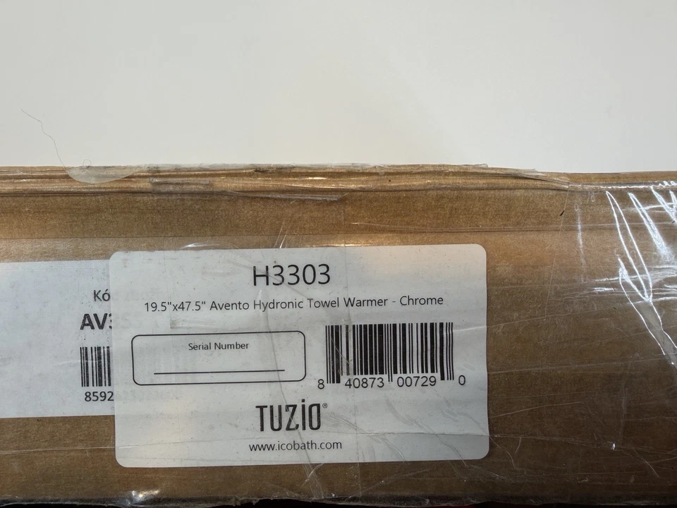 Calentador de toallas de acero hidrónico ICO Bath H3303 Tuzio Avento 19-1/2" W x 47-1/2" H Foto 2 de 4