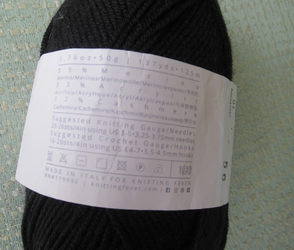 1 madeja Ella Rae Cashmereno Sport lana merino e hilo de cachemir 50 g nueva con etiquetas negro 01 Foto 4 de 4