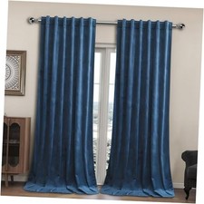 Blue Velvet Curtains 108 Inches Long with 52"W x 108"L Pack of 2 Distant Blue