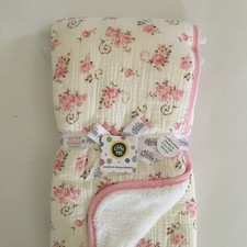 NEW Cotton Muslin Quilted Baby Blanket Pink Floral Theme Baby Gift  Little Me