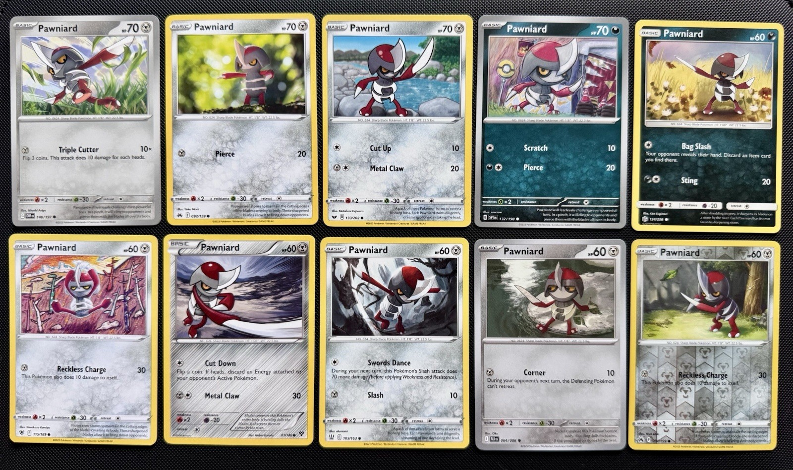 10x Pawniard Pokemon Species Collection Steel & Dark Type Pokemon
