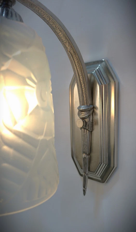 Par de apliques de pared art deco franceses 1930... degue, era Muller Francia Foto 3 de 4