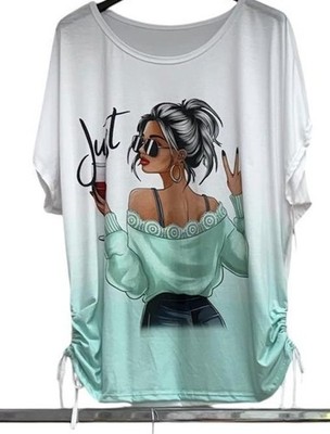 T-Shirt Longshirt Top Frontdruck onesize Sommer Damen  Gr ca   40,42,44