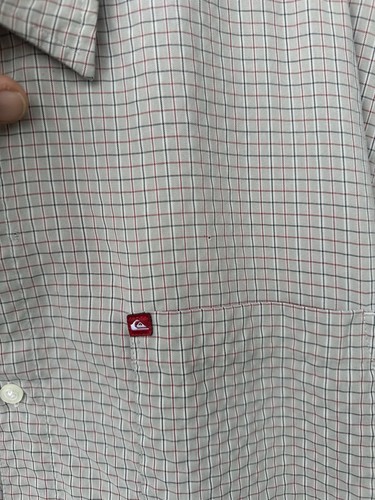 Vintage Y2K Men's Sz L Quicksilver Gray Plaid Button Up Shirt Skate Discolored - Picture 3 of 7