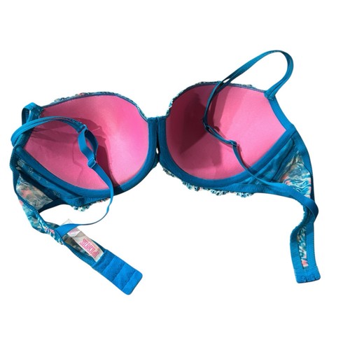 VICTORIA'S SECRET PINK Date Push-up Red Lace Bra Floral Sz 36D - Picture 4 of 7