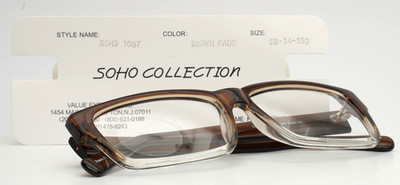 SOHO COLLECTION 1067 Brown Fade Mens Rectangle Eyeglasses 58-14-150 B:38