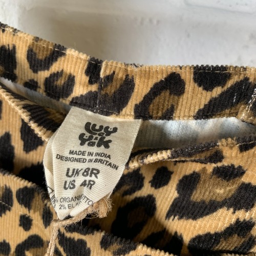 Salopette donna Lucy & Yak taglia UK 8 marrone stampa leopardata casual cotone velluto a coste - Foto 4 di 12