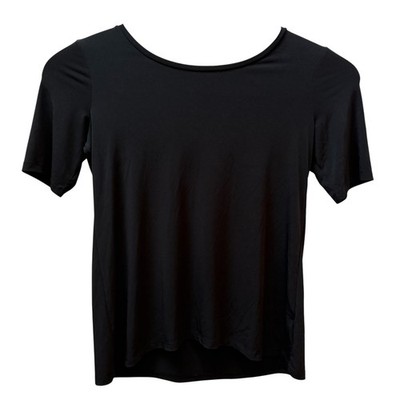 Susan Graver Modern Essentials Black Liquid Knit Scoop Neck Top US M
