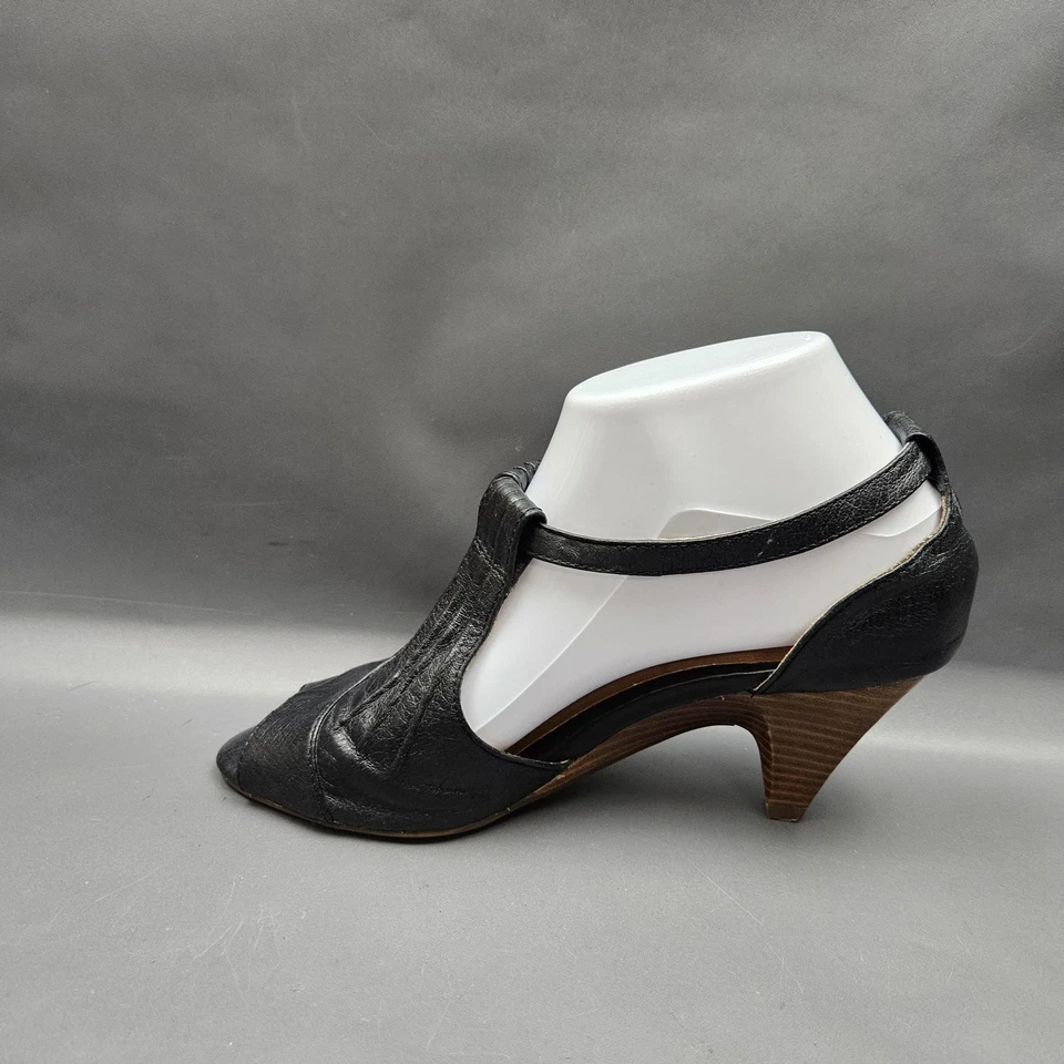 Miz Mooz Whitley 鞋女式 6.5 码黑色 T 型带露趾高跟鞋凉鞋 — 第 3/4 张图片