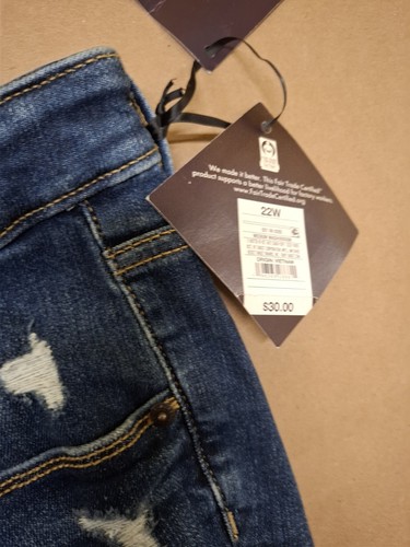Nuevos Pantalones de mezclilla ajustados elásticos Ava & Viv para mujer Plus 22W lavado medio desgastados - Imagen 4 de 8