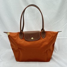 Longchamp Womens Le Pliage Original M Tote Bag Recycled Canvas Brick Pre-Owned