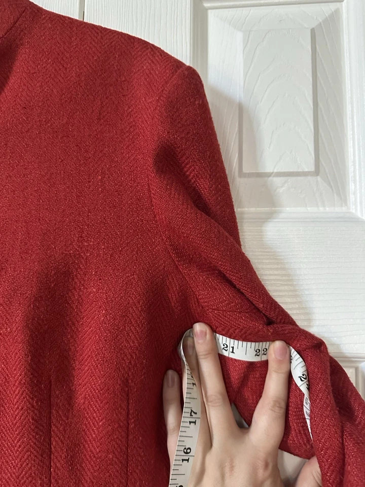 Lauren Ralph Lauren женщин красный шелк льняной блейзер куртка кнопки размер 14 - Изображение 4 из 4