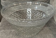 Anchor Hocking Wexford 4500 Glass Punch Bowl Cup Set  -missing Base & Ladle.