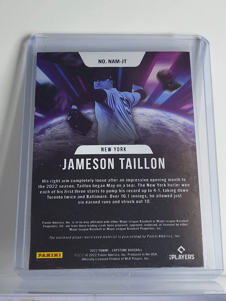 Parche y muestra 2022 Panini Capstone New Age Materials Jameson Taillon 1/25 Foto 2 de 2