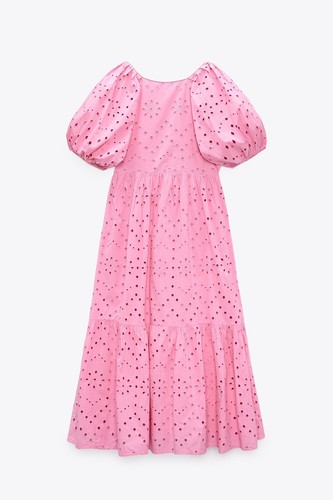 Zara Openwork Embroidered Dress Pink 0881/303 - Bild 9 von 9