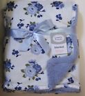 New ListingGirls Luvable Friends Soft Micro Mink White Blue Rose Floral Sherpa Baby Blanket
