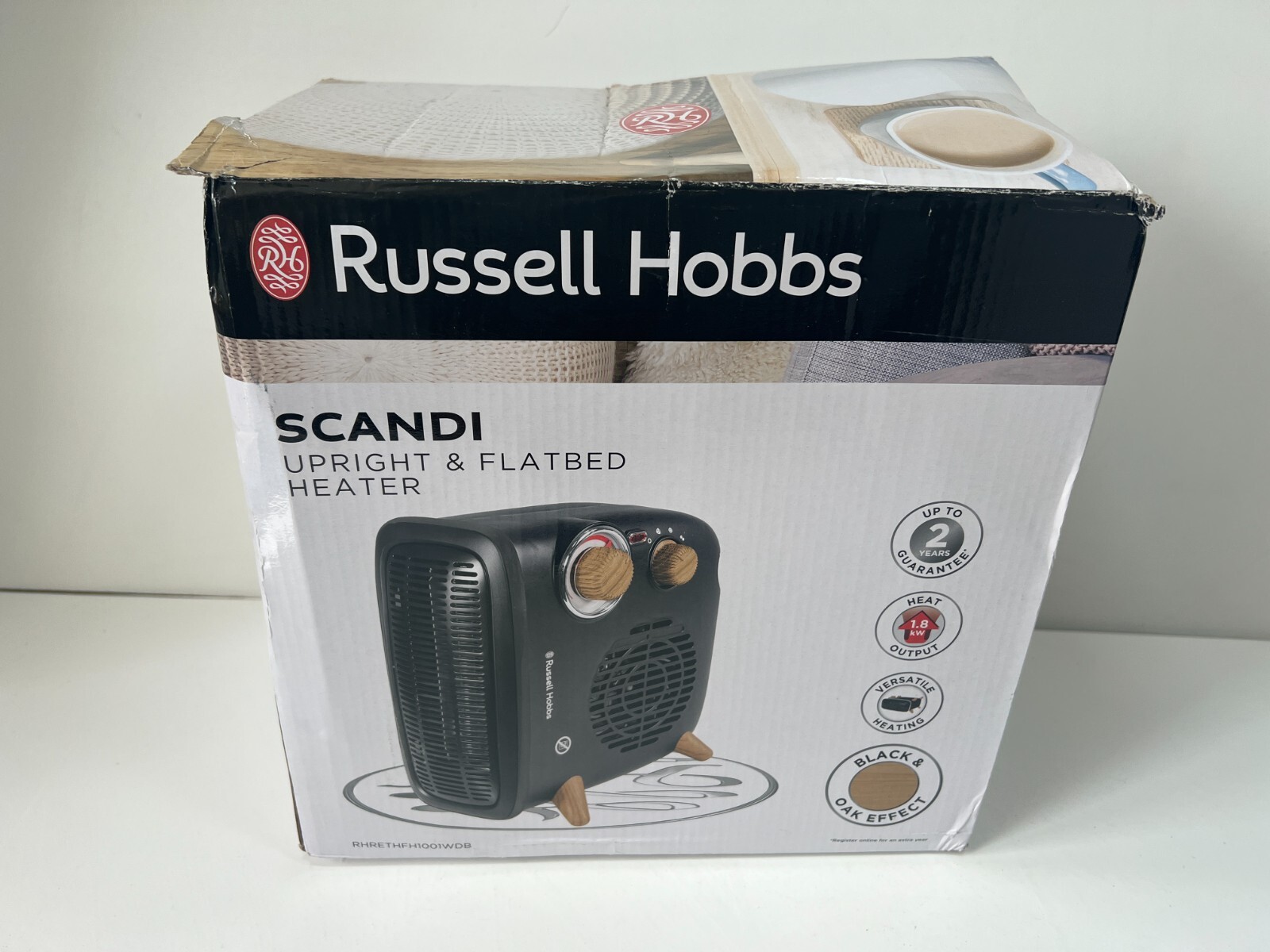 Russell Hobbs Electric Fan Heater Retro Horizontal Vertical 1.8KW Scandi  Wood | eBay