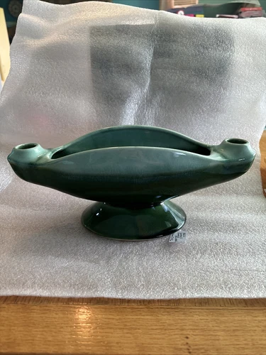 Vintage Hull Footed Green Console Planter Candle Holder USA 91