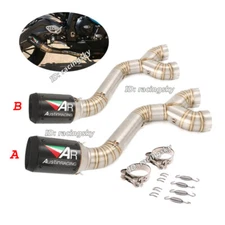 For BMW S1000RR S1000R 2010-2016 Exhaust Real Carbon Tips Muffler Mid Pipe 60mm