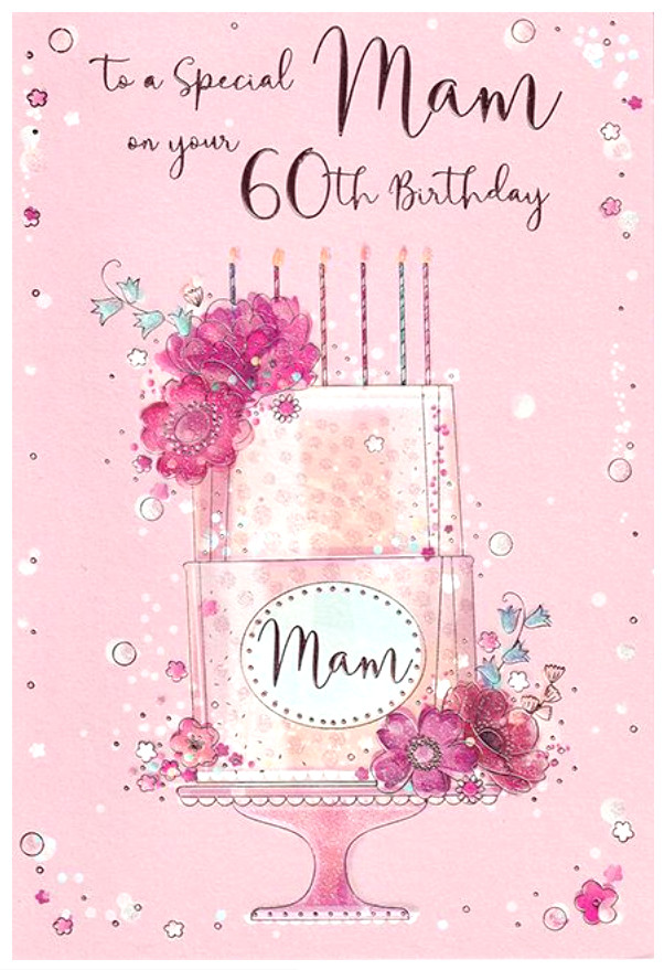 Birthday Card MAM 60th 60. 9"" Card *With foiling, and paper pages inside*