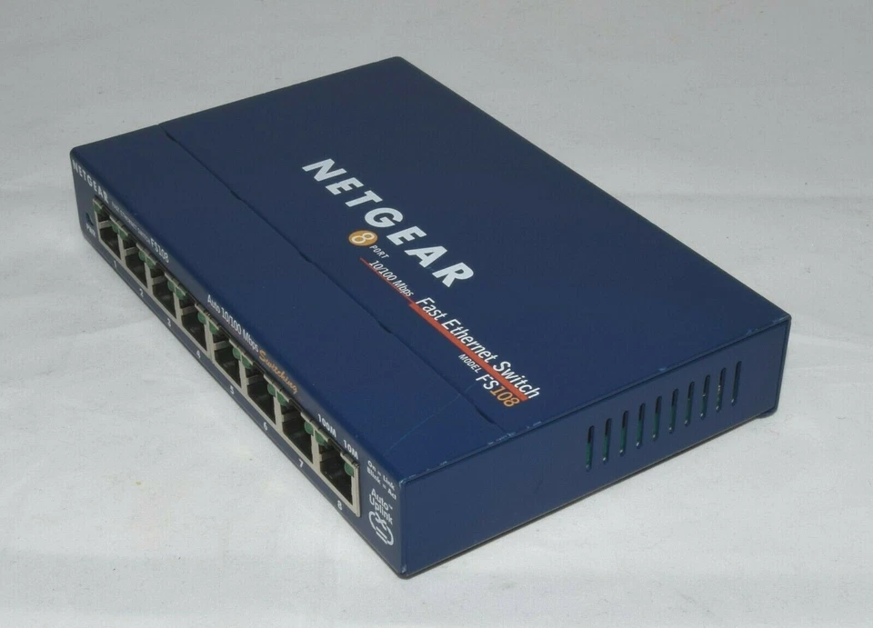 NETGEAR Prosafe 8-Port 10/100 Mbps Fast Ethernet Switch FS108 v2 ohne Netzteil - Bild 2 von 4