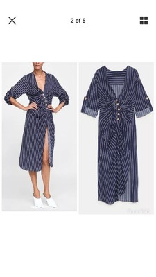 zara striped dress with buttons