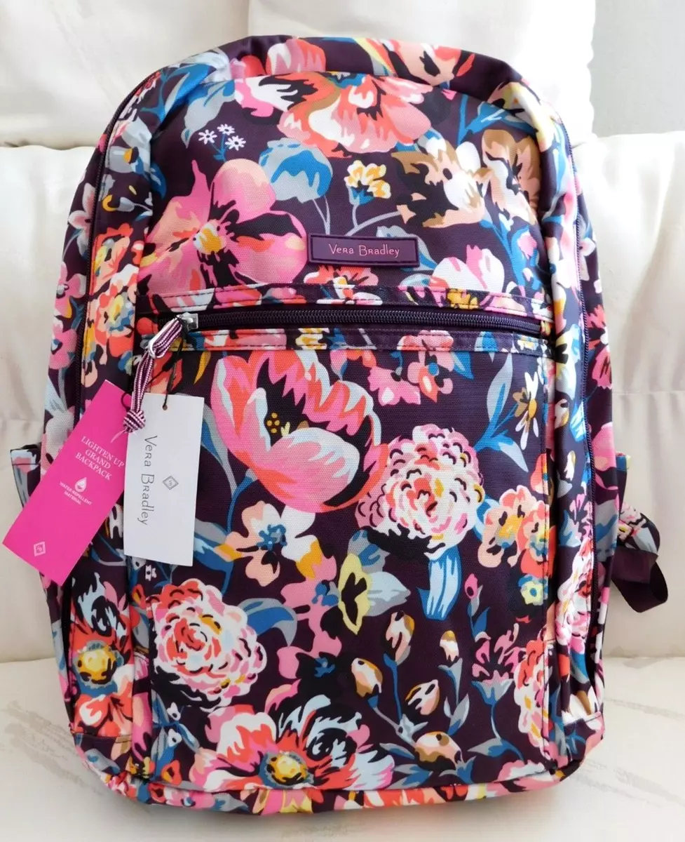 VERA BRADLEY Lighten Up Grand Backpack Book Bag - Indiana Rose Blossoms -  NWT