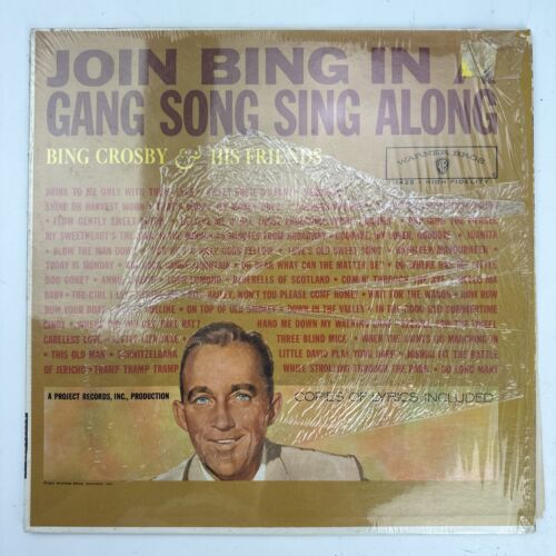Bing Crosby Join In A Gang Song Sing Along LP Record Album Vinyl (Shrink)