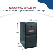 Goodman 120K BTU 96% Two Stage Natural Gas Furnace GM9C961205DN -24.5"- Upflow