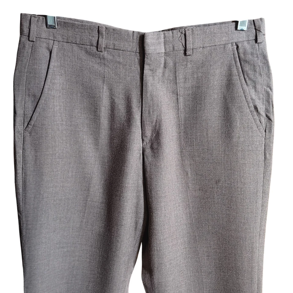 Pantalones de vestir 33x28 para hombre True Vintage rayón/dacron frente plano años 70 preparación de abogado Foto 3 de 4