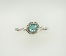 4 mm Round Apatite Sterling Silver Rope Swirl Solitaire Ring