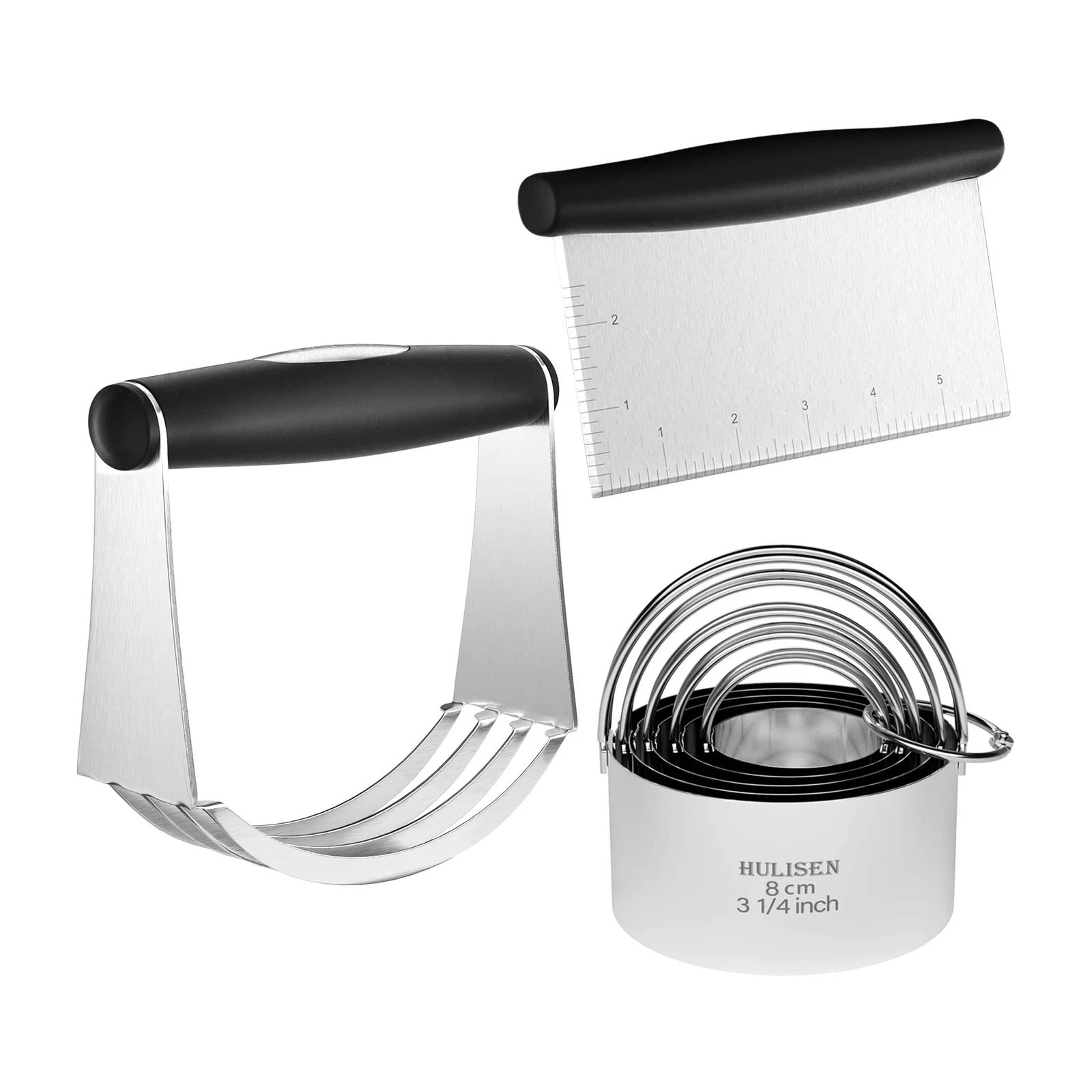 HULISEN Stainless Steel Biscuit Cutter Set, Pastry Scraper and Dough Blender, St
Opens in a new wind