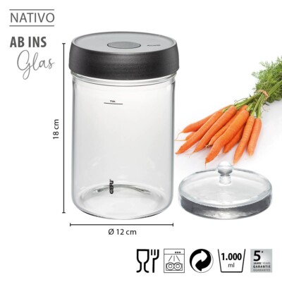 Fermentierglas NATIVO Mit Deckel und Gärventil 1000Ml Gärtopf Form Einmachgläser