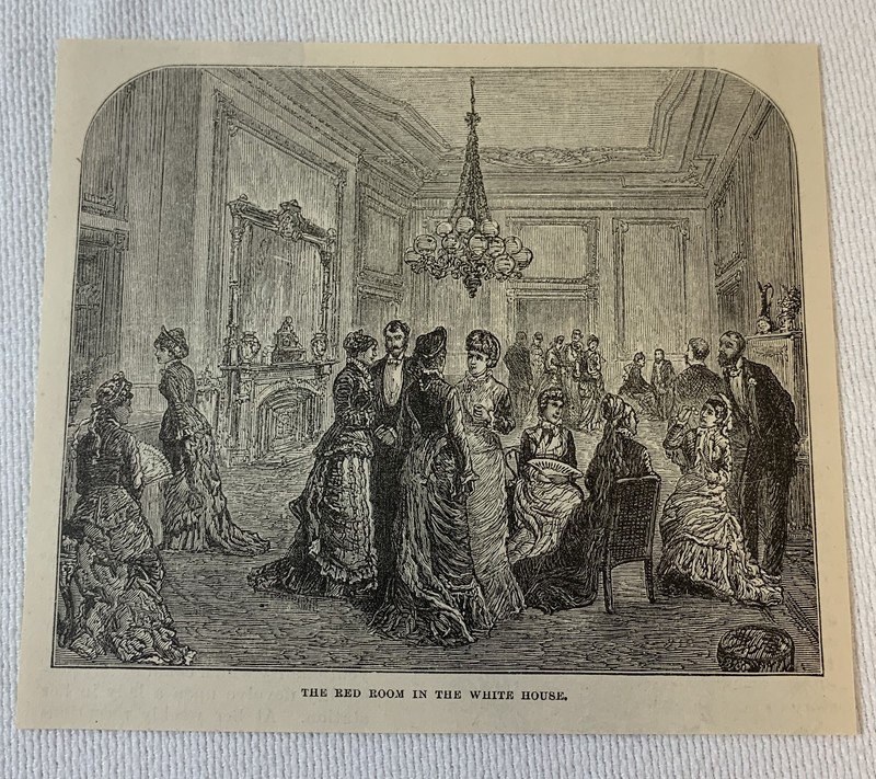 1878 magazine engraving~ THE RED ROOM IN THE WHITE HOUSE