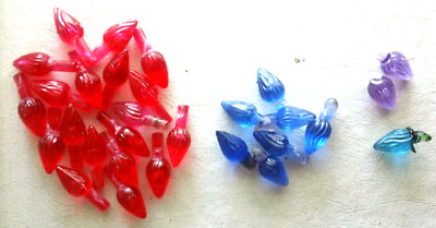29 Plastic Twist Bulbs for Ceramic Christmas Tree-Pre-Owned with Glue Residue
