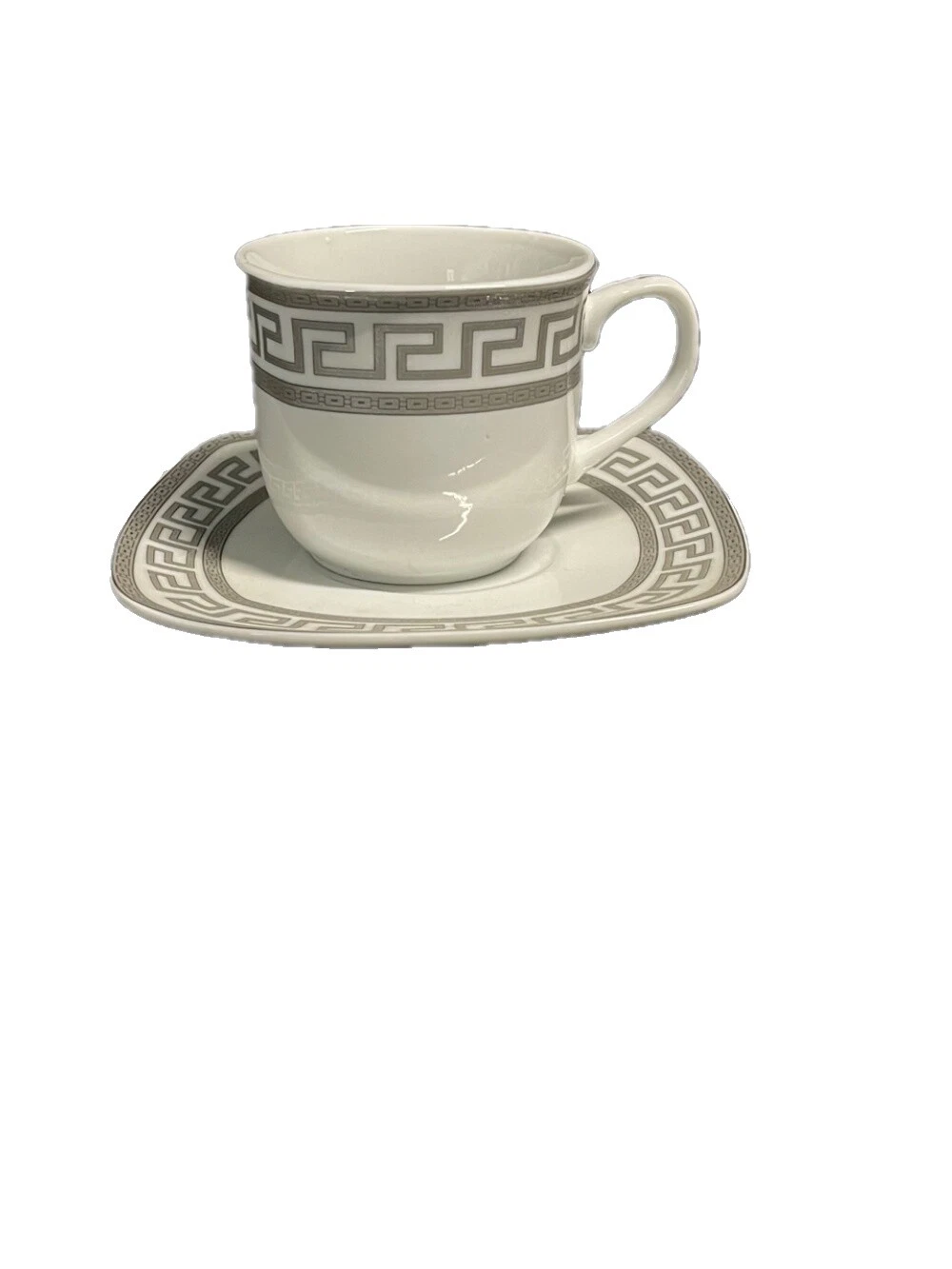 Tazas de té geométrica de porcelana y platillo Conjuntos