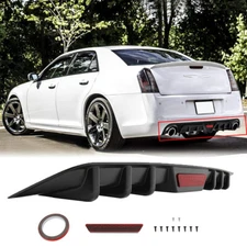 Glossy Black Rear Bumper Diffuser 6 Fins Spoiler Lip Splitter For Chrysler 300C