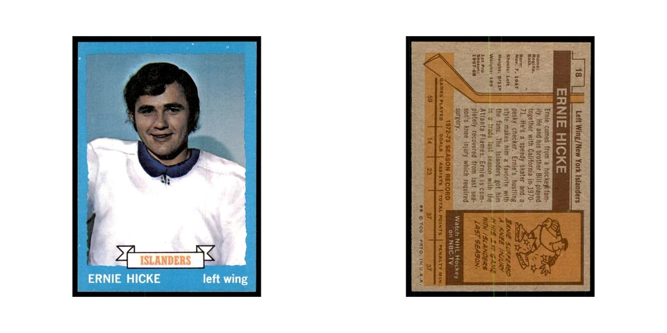 Ernie Hicke 1973 Topps #18 Hockey Cards Hockey Card EX - Image 3 of 3