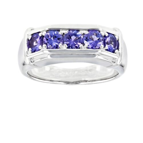 Anello da uomo in tanzanite naturale con pietre preziose in argento sterling 925 #39 - Foto 3 di 4